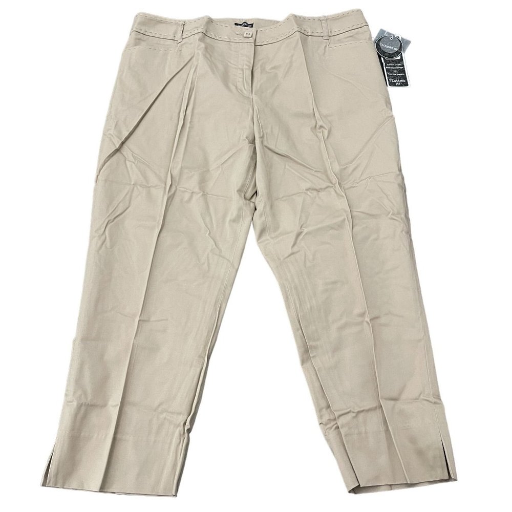 Claudia EV Women's Khaki Capri Pants, Size 14 NWT